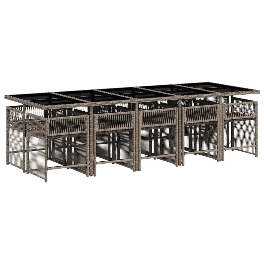 Set da Pranzo da Giardino 11pz con Cuscini in Polyrattan Grigio | homemem39