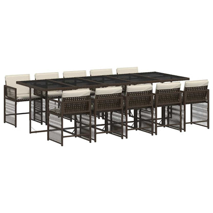 Set da Pranzo da Giardino 11 pz con Cuscini Polyrattan Marrone - homemem39