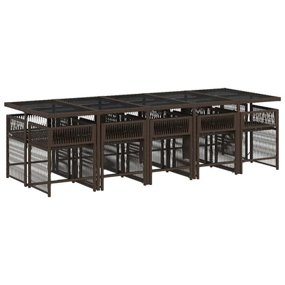 Set da Pranzo da Giardino 11 pz con Cuscini Polyrattan Marrone | homemem39
