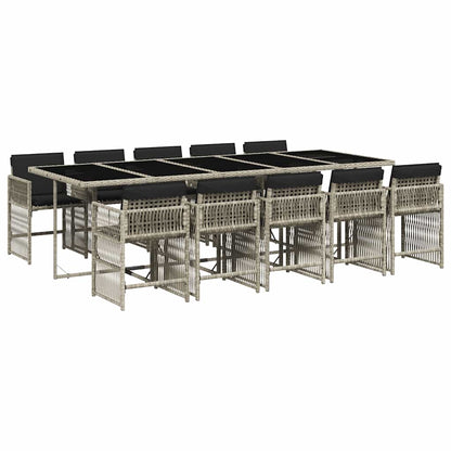 Set Pranzo Giardino 11pz con Cuscini Grigio Chiaro Polyrattan | homemem39