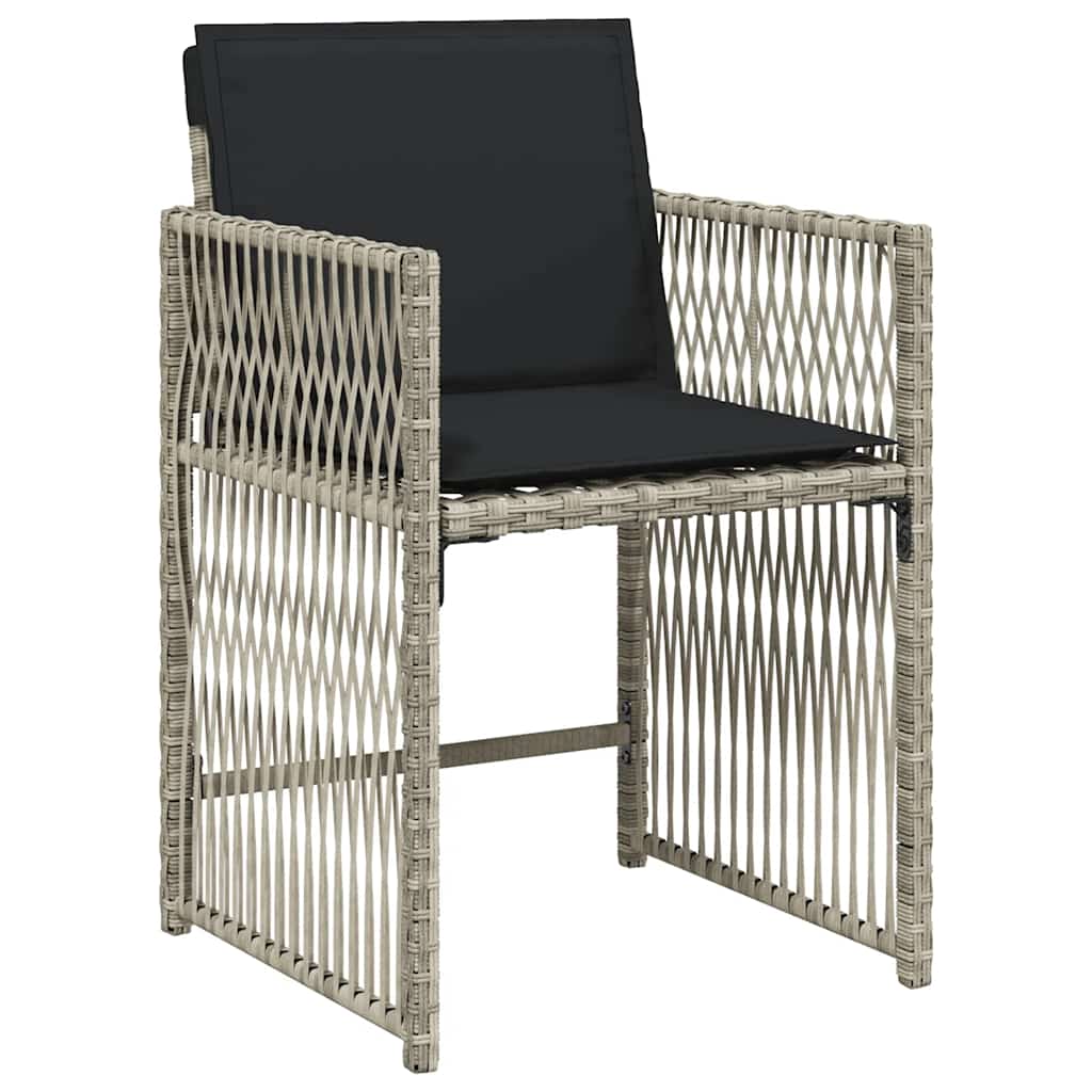 Set Pranzo Giardino 11pz con Cuscini Grigio Chiaro Polyrattan | homemem39