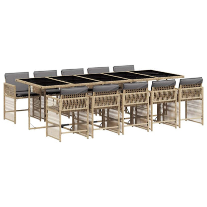 Set Pranzo da Giardino 11 pz con Cuscini Beige Misto Polyrattan | homemem39