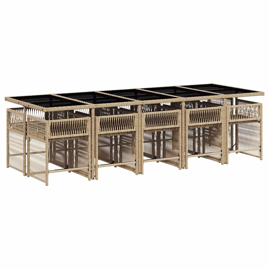 Set Pranzo da Giardino 11 pz con Cuscini Beige Misto Polyrattan | homemem39