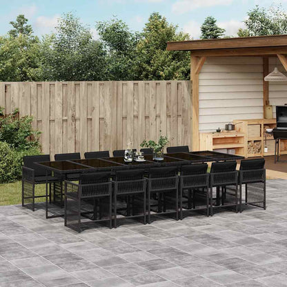 Set da Pranzo da Giardino 13pz con Cuscini Nero in Polyrattan | homemem39