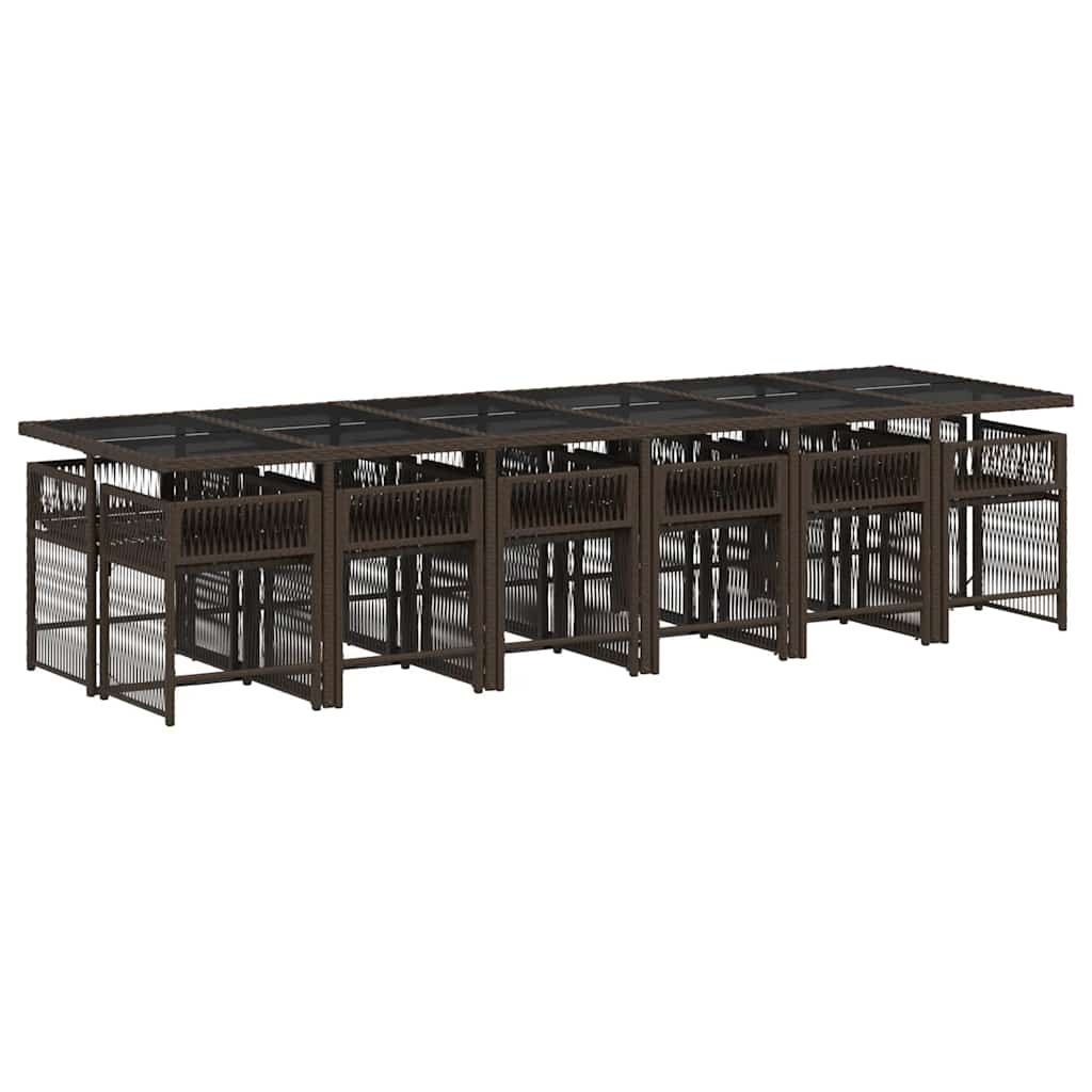 Set da Pranzo da Giardino 13pz con Cuscini Marrone Polyrattan | homemem39