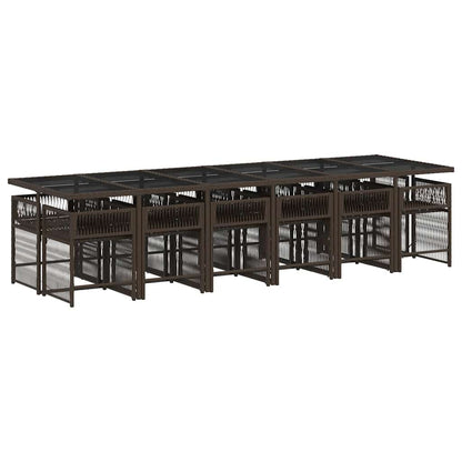 Set da Pranzo da Giardino 13pz con Cuscini Marrone Polyrattan | homemem39