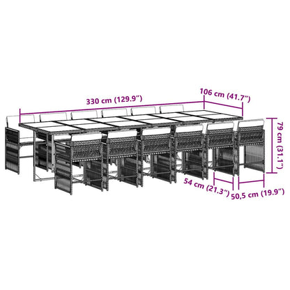 Set da Pranzo da Giardino 13pz con Cuscini Marrone Polyrattan | homemem39