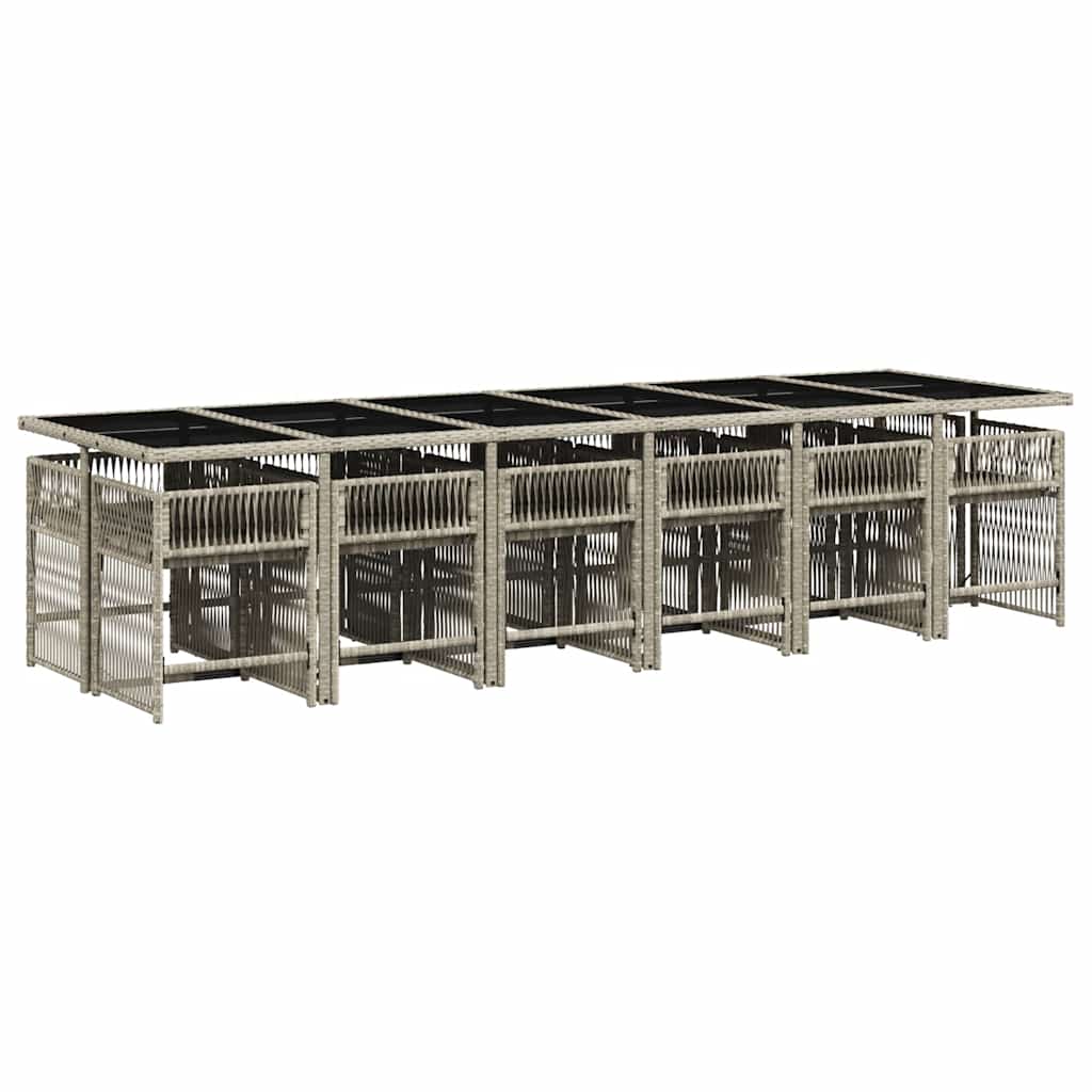Set da Pranzo da Giardino 13pz con Cuscini Grigio in Polyrattan | homemem39