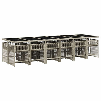 Set da Pranzo da Giardino 13pz con Cuscini Grigio in Polyrattan | homemem39