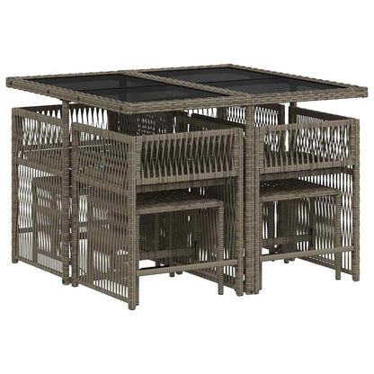 Set da Pranzo da Giardino 9 pz con Cuscini in Polyrattan Grigio | homemem39
