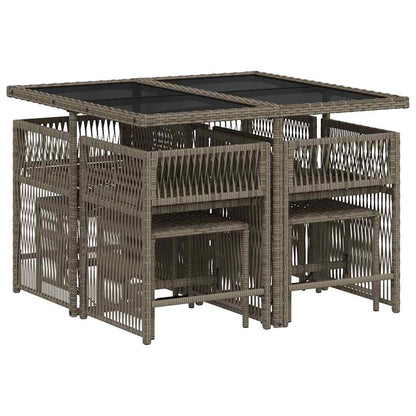 Set da Pranzo da Giardino 9 pz con Cuscini in Polyrattan Grigio - homemem39