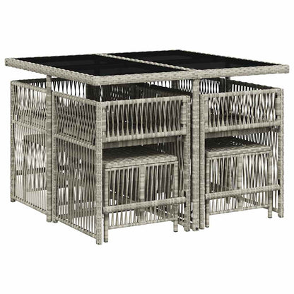 Set Pranzo da Giardino 9pz con Cuscini Grigio Chiaro Polyrattan | homemem39