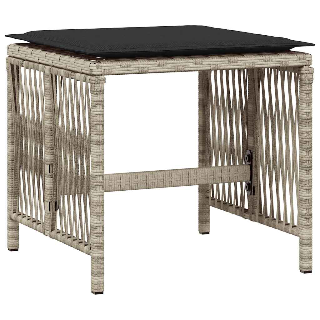 Set Pranzo da Giardino 9pz con Cuscini Grigio Chiaro Polyrattan | homemem39