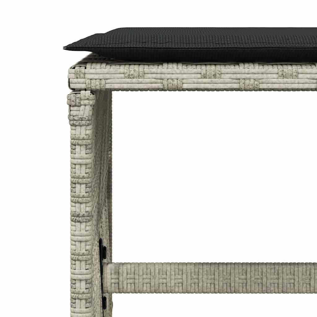 Set Pranzo da Giardino 9pz con Cuscini Grigio Chiaro Polyrattan | homemem39