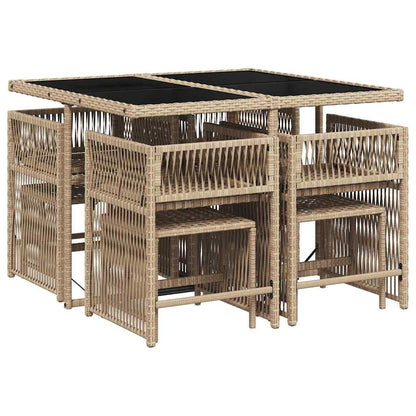 Set Pranzo da Giardino 9 pz con Cuscini Beige Misto Polyrattan | homemem39