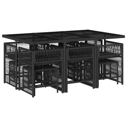Set da Pranzo da Giardino 11 pz con Cuscini in Polyrattan Nero | homemem39