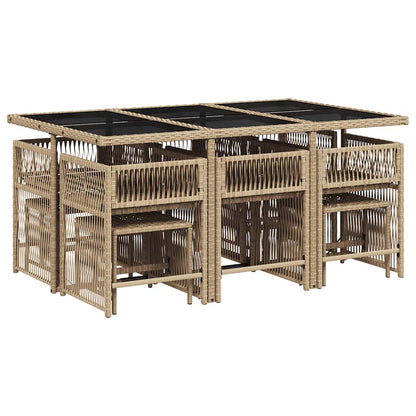 Set da Pranzo da Giardino 11 pz con Cuscini Beige in Polyrattan | homemem39