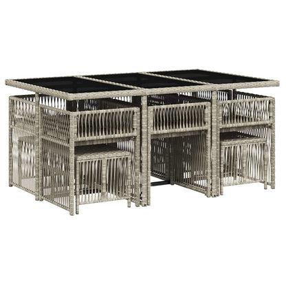 Set Pranzo Giardino 11pz con Cuscini Grigio Chiaro Polyrattan | homemem39