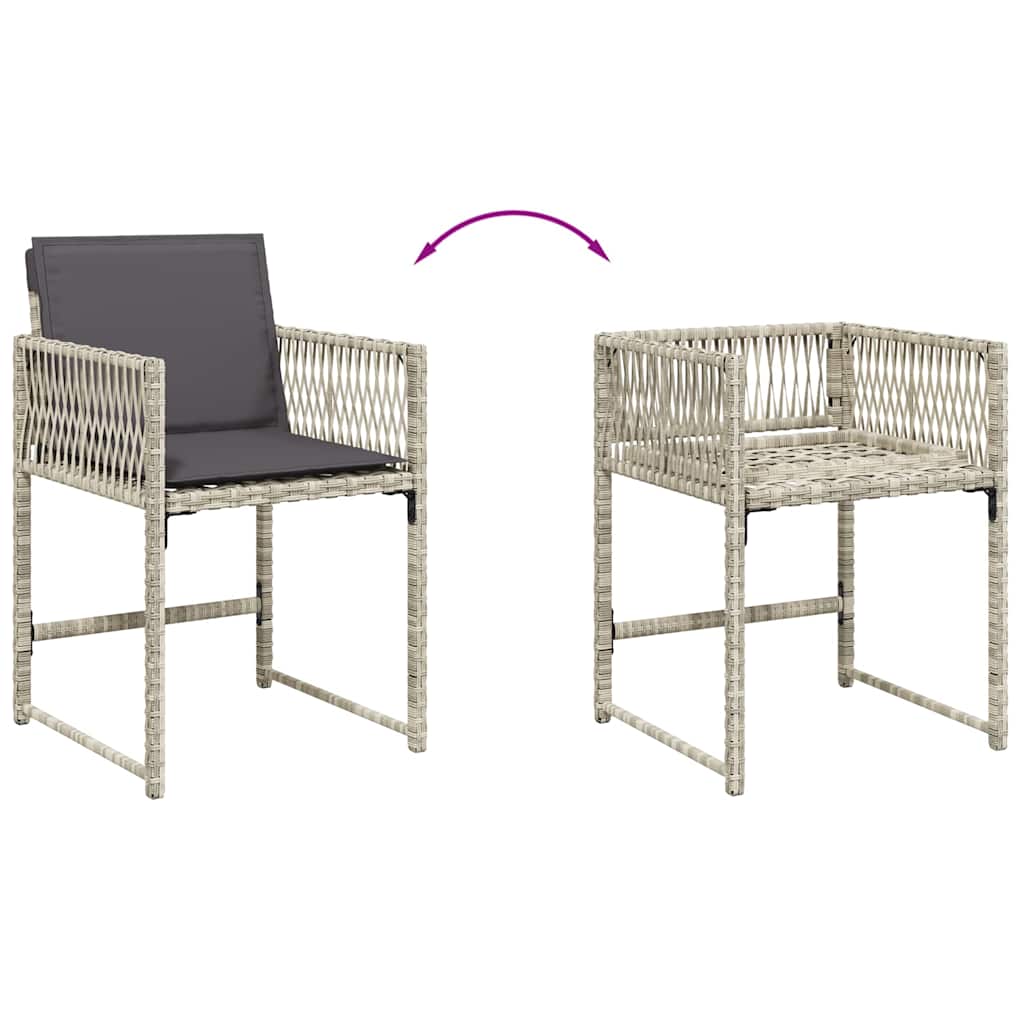 Set Pranzo Giardino 11pz con Cuscini Grigio Chiaro Polyrattan | homemem39