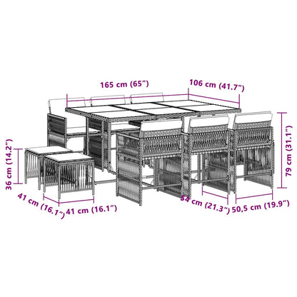 Set Pranzo da Giardino 11 pz con Cuscini Beige Misto Polyrattan - homemem39