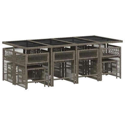 Set da Pranzo da Giardino 13pz con Cuscini Grigio in Polyrattan | homemem39