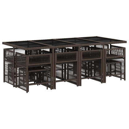 Set da Pranzo da Giardino 13pz con Cuscini Marrone Polyrattan | homemem39