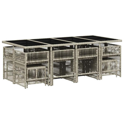 Set da Pranzo da Giardino 13pz con Cuscini Grigio in Polyrattan | homemem39