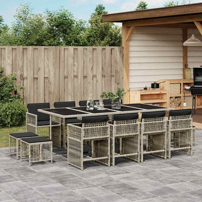 Set da Pranzo da Giardino 13pz con Cuscini Grigio in Polyrattan | homemem39