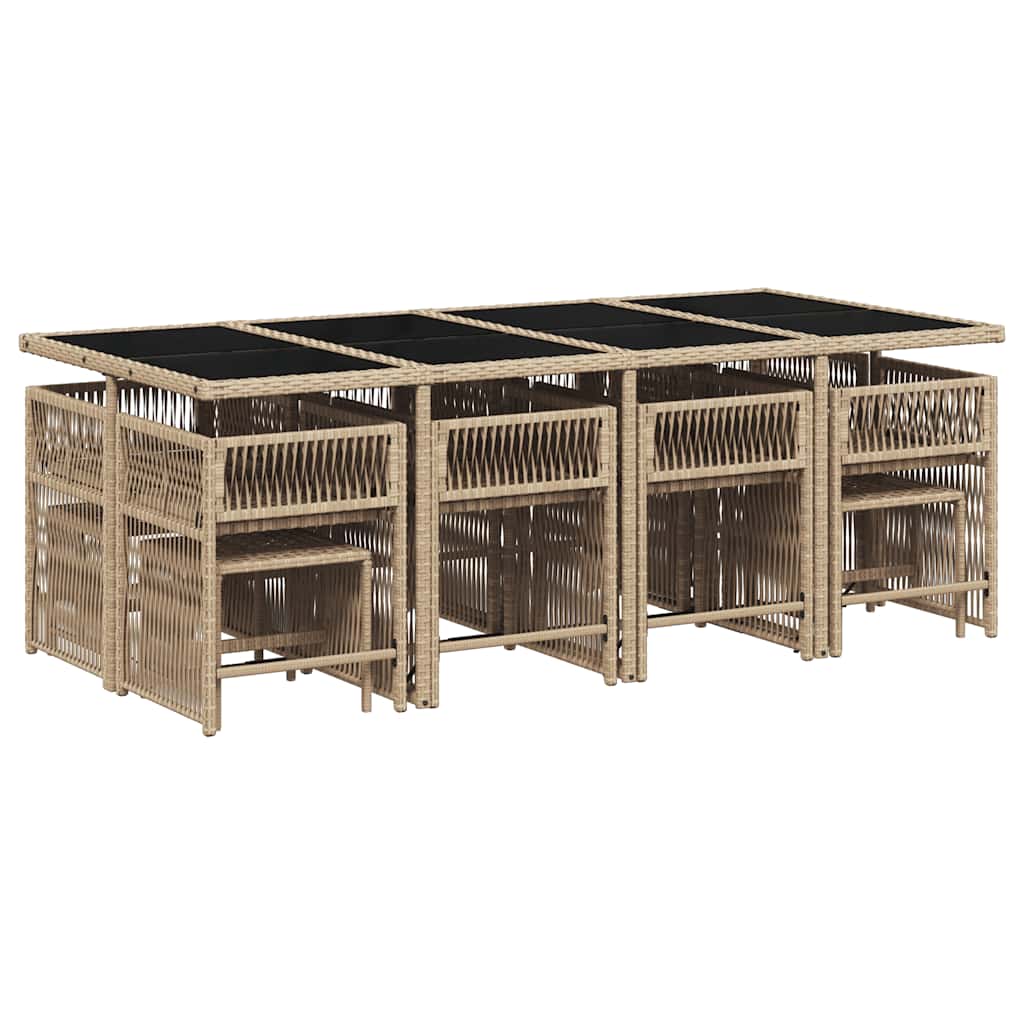 Set Pranzo da Giardino 13 pz con Cuscini Beige Misto Polyrattan | homemem39