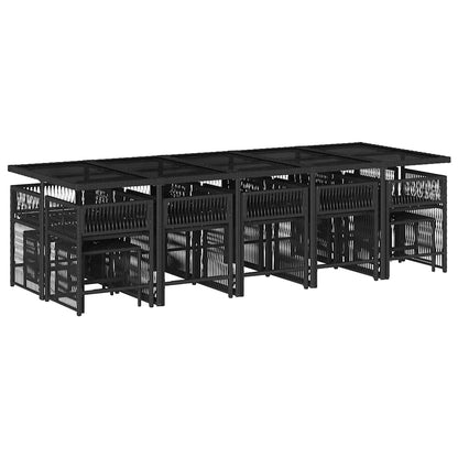 Set da Pranzo da Giardino 15 pz con Cuscini Nero in Polyrattan | homemem39
