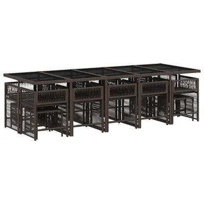 Set da Pranzo da Giardino 15 pz con Cuscini Marrone Polyrattan | homemem39
