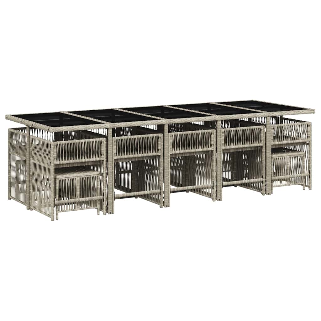 Set da Pranzo da Giardino 15 pz con Cuscini Grigio Polyrattan | homemem39