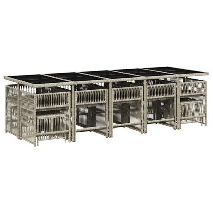 Set da Pranzo da Giardino 15 pz con Cuscini Grigio Polyrattan | homemem39