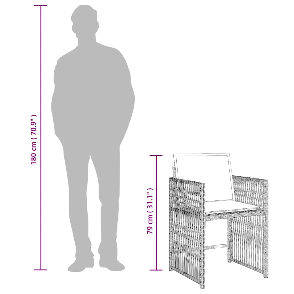 Set da Pranzo da Giardino 15 pz con Cuscini Grigio Polyrattan | homemem39