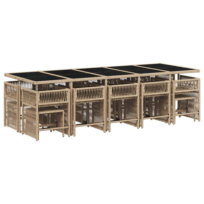 Set Pranzo da Giardino 15 pz con Cuscini Beige Misto Polyrattan | homemem39