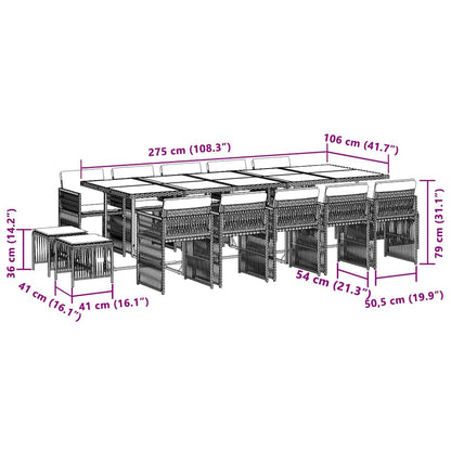 Set Pranzo da Giardino 15 pz con Cuscini Beige Misto Polyrattan | homemem39
