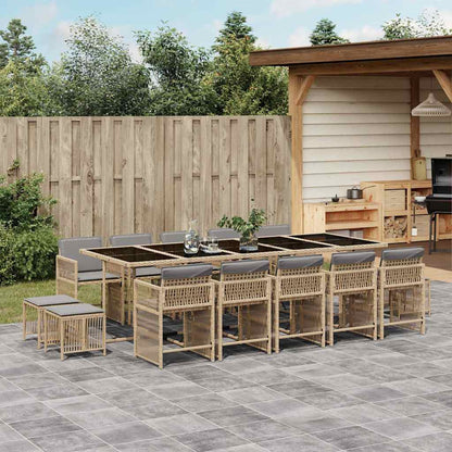 Set Pranzo da Giardino 15 pz con Cuscini Beige Misto Polyrattan | homemem39