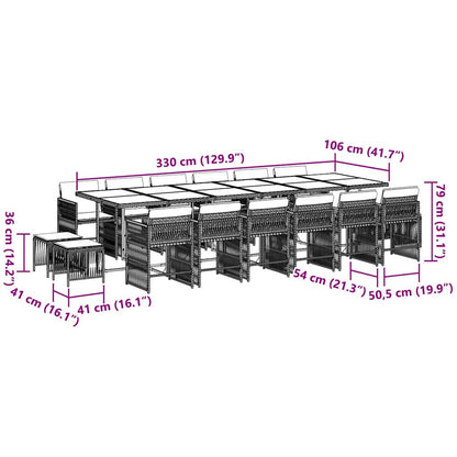 Set da Pranzo da Giardino 17 pz con Cuscini Nero in Polyrattan | homemem39