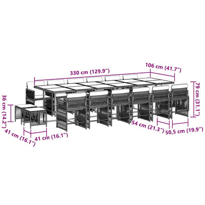 Set da Pranzo da Giardino 17 pz con Cuscini Nero in Polyrattan - homemem39