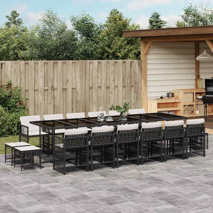 Set da Pranzo da Giardino 17 pz con Cuscini Nero in Polyrattan | homemem39