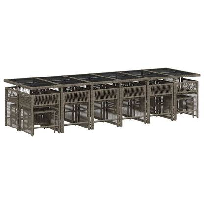 Set da Pranzo da Giardino 17pz con Cuscini Grigio in Polyrattan | homemem39