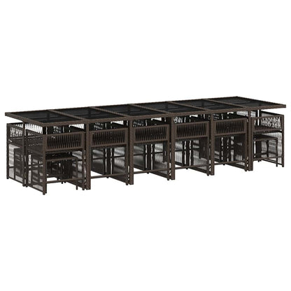 Set da Pranzo da Giardino 17 pz con Cuscini Marrone Polyrattan | homemem39