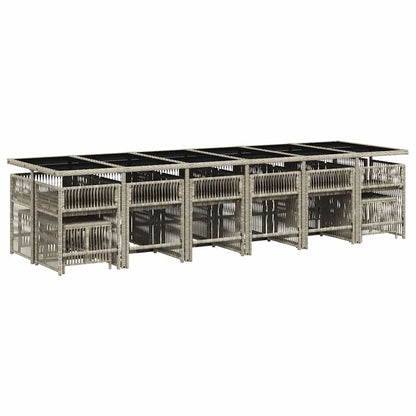 Set da Pranzo da Giardino 17pz con Cuscini Grigio in Polyrattan | homemem39