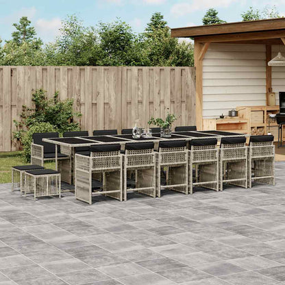 Set da Pranzo da Giardino 17pz con Cuscini Grigio in Polyrattan | homemem39