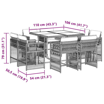 Set Pranzo da Giardino 9 pz con Cuscini Beige Misto Polyrattan | homemem39