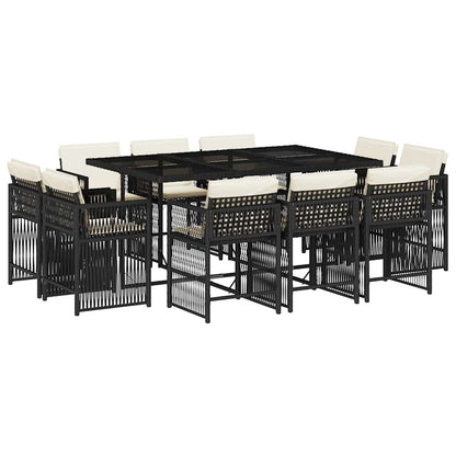 Set da Pranzo da Giardino 11 pz con Cuscini in Polyrattan Nero - homemem39