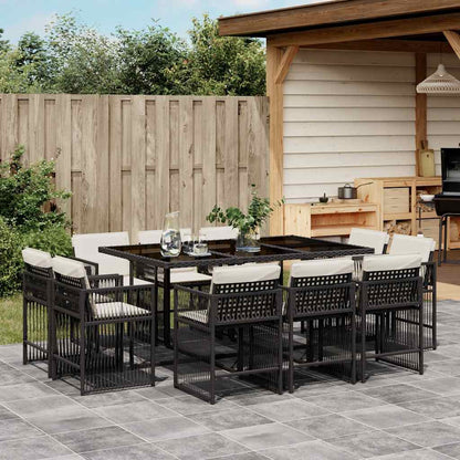 Set da Pranzo da Giardino 11 pz con Cuscini in Polyrattan Nero - homemem39