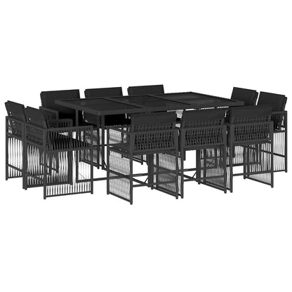 Set da Pranzo da Giardino 11 pz con Cuscini in Polyrattan Nero | homemem39