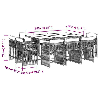 Set da Pranzo da Giardino 11 pz con Cuscini Beige in Polyrattan | homemem39