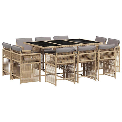 Set Pranzo da Giardino 11 pz con Cuscini Beige Misto Polyrattan | homemem39